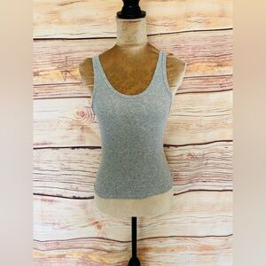 Victoria’s Secret PINK Heather Gray Scoop Neck Ribbed Modal Logo Tank Top Size S